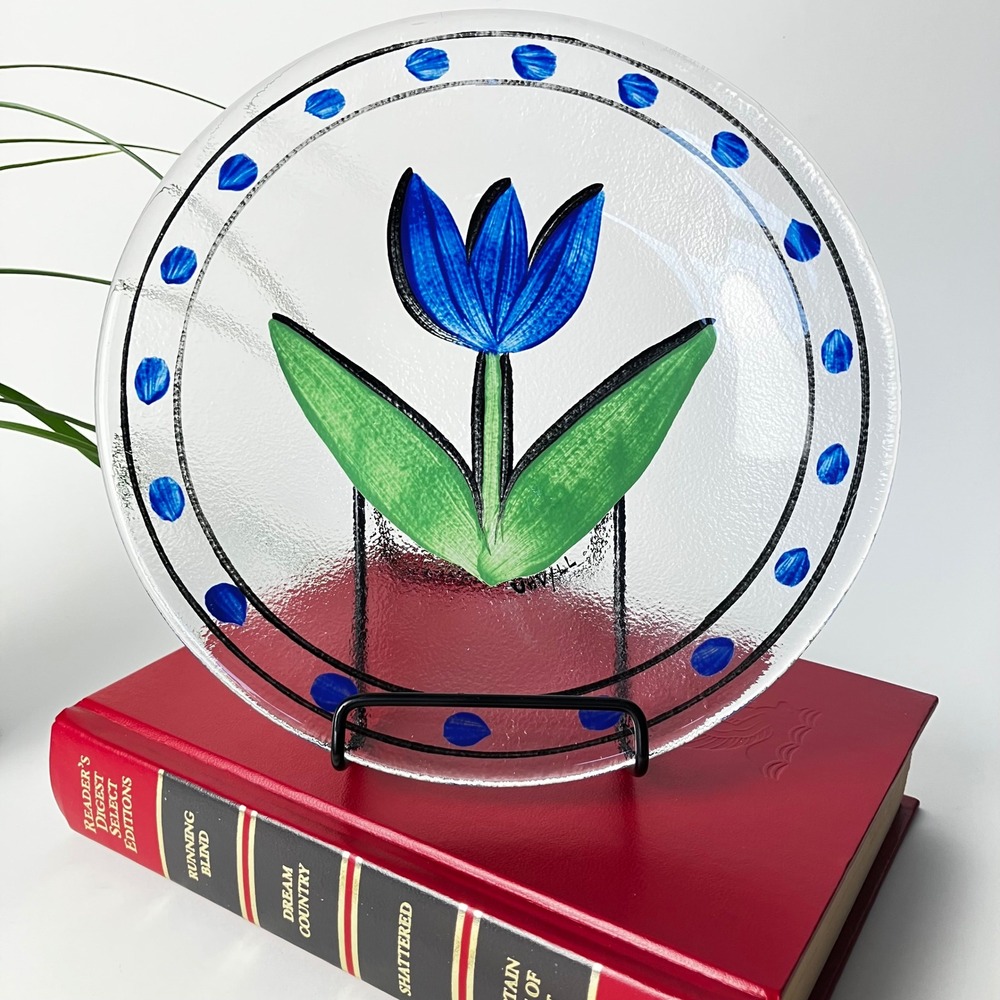 Kosta Boda Tulipa 7.5" Glass Hand Painted Tulip Salad Plates Ulrica Hydman UHV - Picture 12 of 12